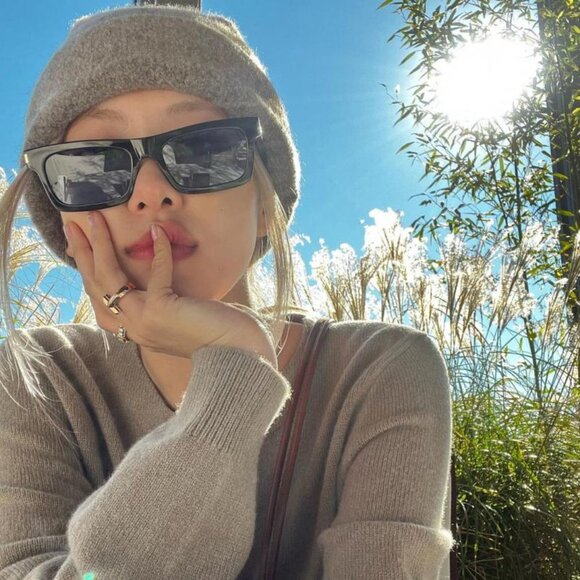 Saint Laurent SL461 BETTY 013 Sunglasses Grey Rectangle Frame, Violet Lenses - Picture 2 of 13